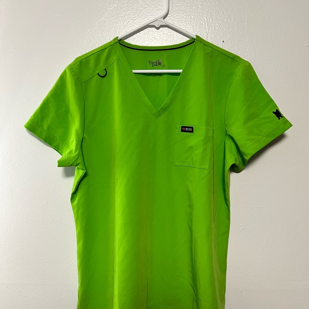 FIGS Women's V-Neck Scrub Top in Lime Green